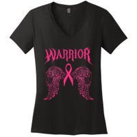 Warrior Tattoos Survivor Warrior Pink Ribbon Breast Cancer Women's V-Neck T-Shirt