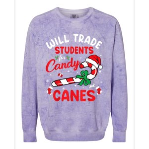 Will Trade Students For Candy Canes Teacher Christmas Xmas Colorblast Crewneck Sweatshirt