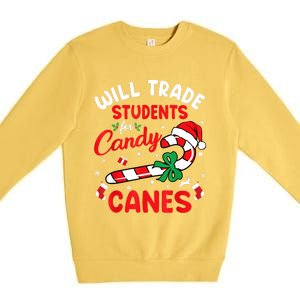 Will Trade Students For Candy Canes Teacher Christmas Xmas Premium Crewneck Sweatshirt