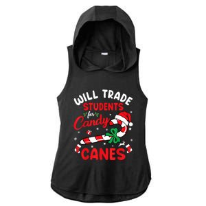 Will Trade Students For Candy Canes Teacher Christmas Xmas Ladies PosiCharge Tri-Blend Wicking Draft Hoodie Tank