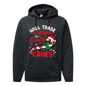 Will Trade Students For Candy Canes Teacher Christmas Xmas Performance Fleece Hoodie