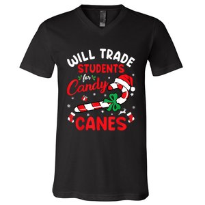 Will Trade Students For Candy Canes Teacher Christmas Xmas V-Neck T-Shirt