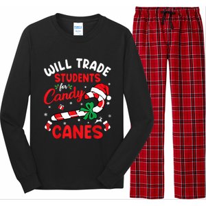 Will Trade Students For Candy Canes Teacher Christmas Xmas Long Sleeve Pajama Set