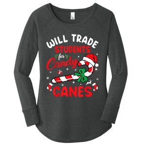 Will Trade Students For Candy Canes Teacher Christmas Xmas Women's Perfect Tri Tunic Long Sleeve Shirt