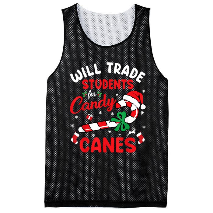 Will Trade Students For Candy Canes Teacher Christmas Xmas Mesh Reversible Basketball Jersey Tank