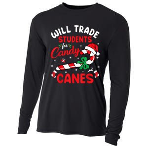 Will Trade Students For Candy Canes Teacher Christmas Xmas Cooling Performance Long Sleeve Crew