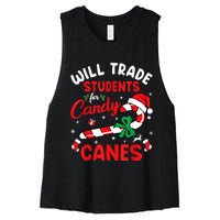 Will Trade Students For Candy Canes Teacher Christmas Xmas Women's Racerback Cropped Tank