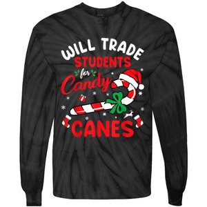 Will Trade Students For Candy Canes Teacher Christmas Xmas Tie-Dye Long Sleeve Shirt