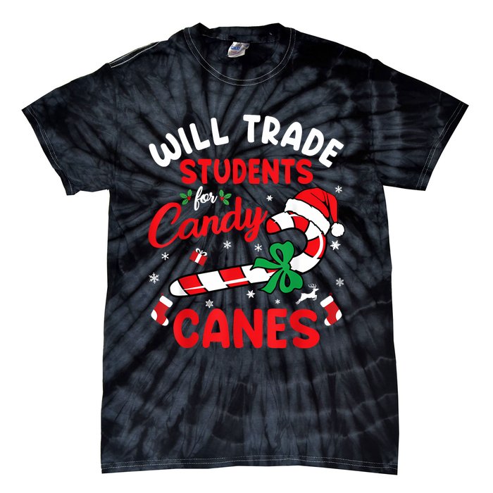 Will Trade Students For Candy Canes Teacher Christmas Xmas Tie-Dye T-Shirt