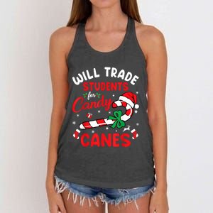 Will Trade Students For Candy Canes Teacher Christmas Xmas Women's Knotted Racerback Tank