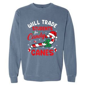 Will Trade Students For Candy Canes Teacher Christmas Xmas Garment-Dyed Sweatshirt