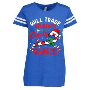 Will Trade Students For Candy Canes Teacher Christmas Xmas Enza Ladies Jersey Football T-Shirt