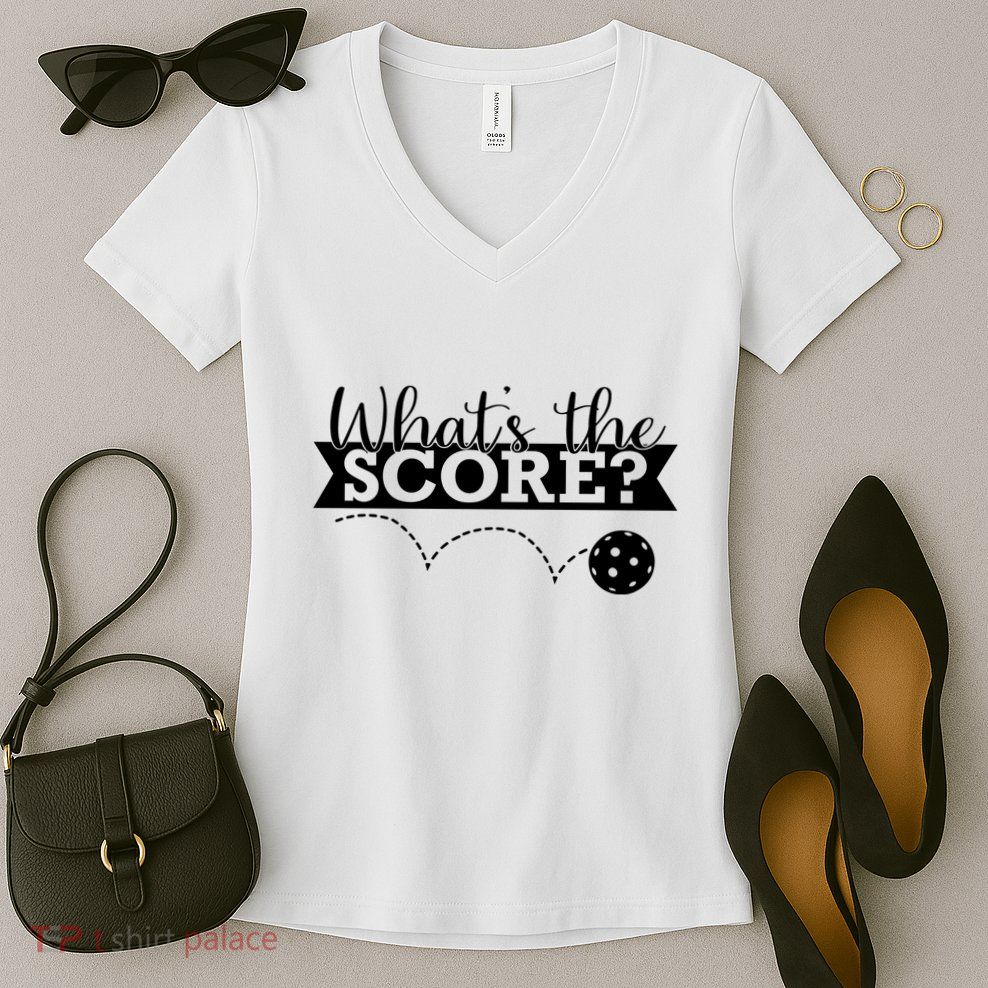 WhatS The Score Pickleball Women's V-Neck T-Shirt