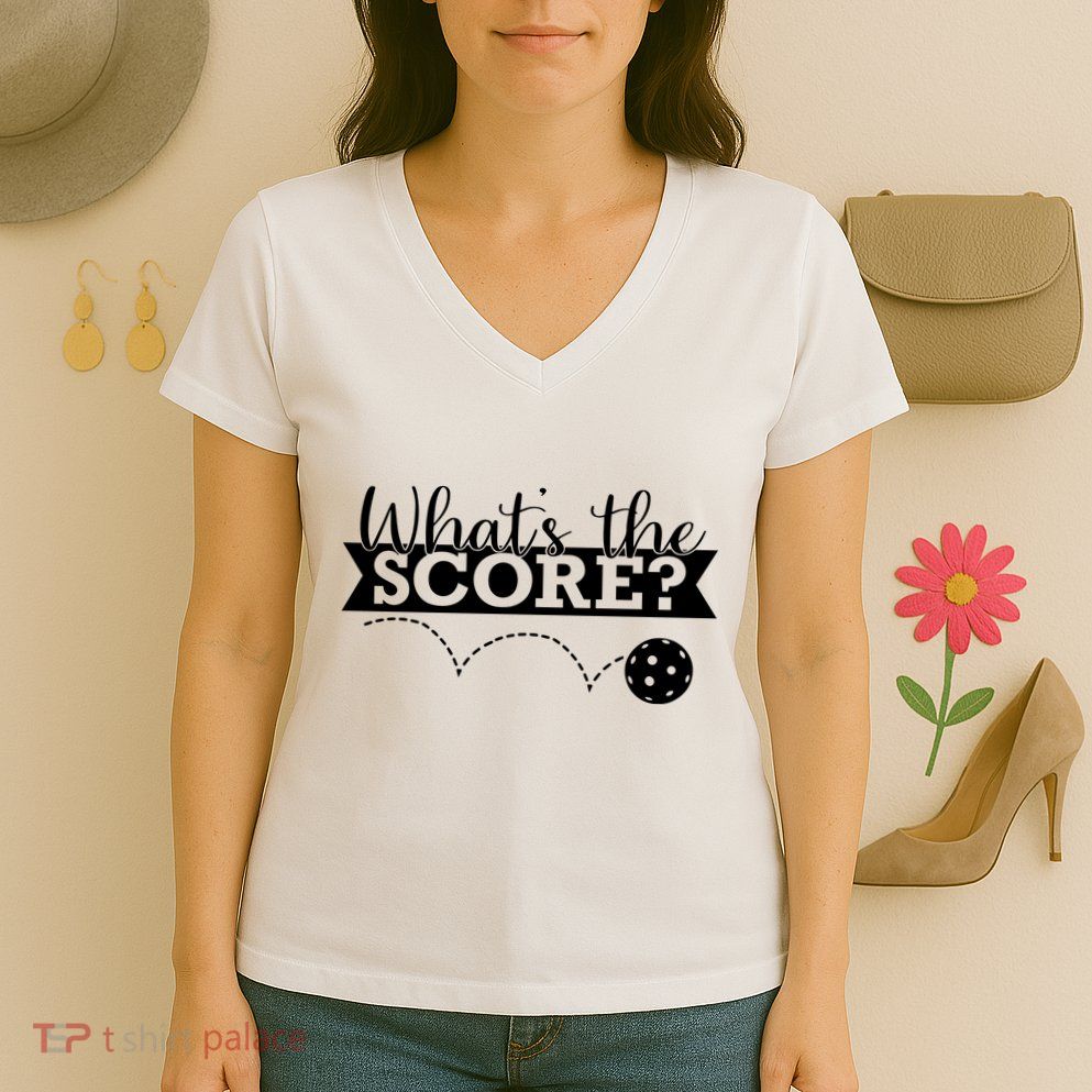 WhatS The Score Pickleball Women's V-Neck T-Shirt