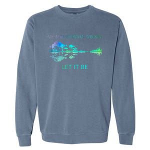 Watercolor Tree Sky There Will Be An Answer Let It Be Guitar Garment-Dyed Sweatshirt