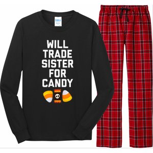 WILL TRADE SISTER FOR CANDY Funny Halloween Candy Long Sleeve Pajama Set