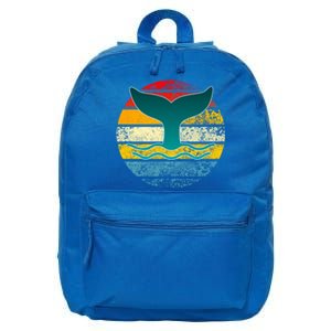 Whale Tail Save The Whale Retro Distressed Oceanic Sunset Gift 16 in Basic Backpack