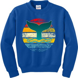 Whale Tail Save The Whale Retro Distressed Oceanic Sunset Gift Kids Sweatshirt