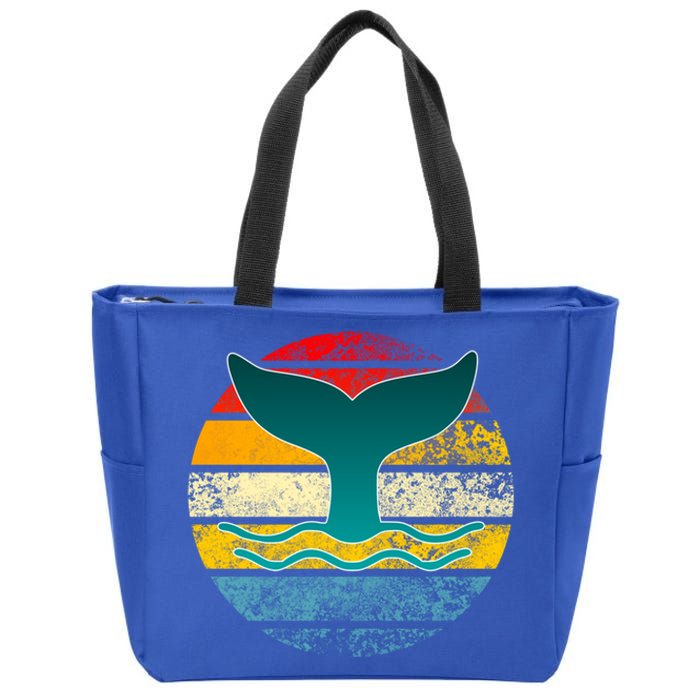 Whale Tail Save The Whale Retro Distressed Oceanic Sunset Gift Zip Tote Bag