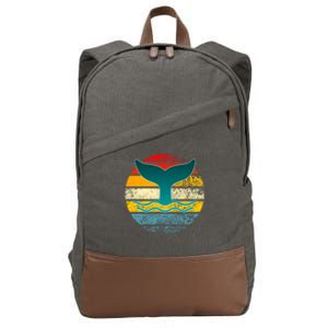 Whale Tail Save The Whale Retro Distressed Oceanic Sunset Gift Cotton Canvas Backpack