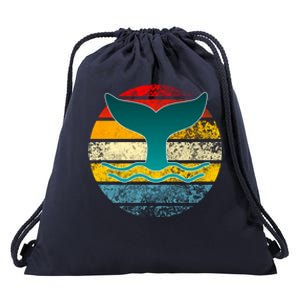 Whale Tail Save The Whale Retro Distressed Oceanic Sunset Gift Drawstring Bag