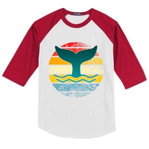 Whale Tail Save The Whale Retro Distressed Oceanic Sunset Gift Kids Colorblock Raglan Jersey