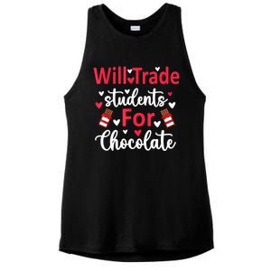 Will Trade Students For Chocolate Teacher Valentines Ladies PosiCharge Tri-Blend Wicking Tank