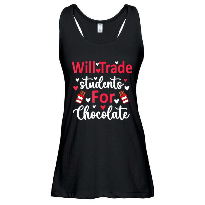 Will Trade Students For Chocolate Teacher Valentines Ladies Essential Flowy Tank