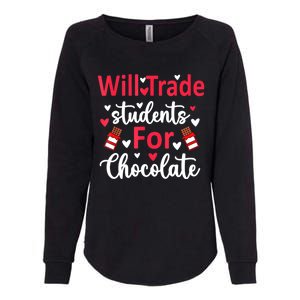 Will Trade Students For Chocolate Teacher Valentines Womens California Wash Sweatshirt