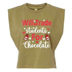 Will Trade Students For Chocolate Teacher Valentines Garment-Dyed Women's Muscle Tee