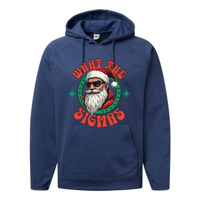 What The Sigma Santa Rizz Xmas Meme Christmas Fun Design Performance Fleece Hoodie