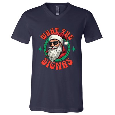 What The Sigma Santa Rizz Xmas Meme Christmas Fun Design V-Neck T-Shirt