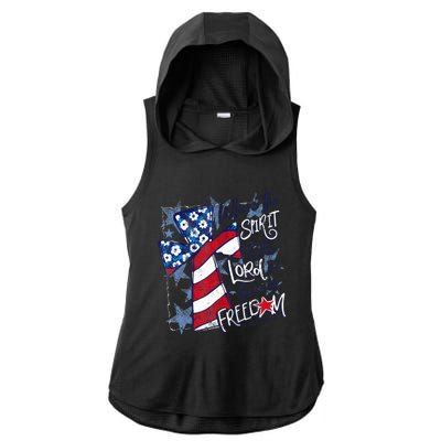 Where The Spirit Of The Lord Is There Is Freedom Ladies PosiCharge Tri-Blend Wicking Draft Hoodie Tank