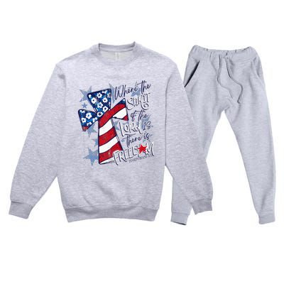 Where The Spirit Of The Lord Is There Is Freedom Premium Crewneck Sweatsuit Set