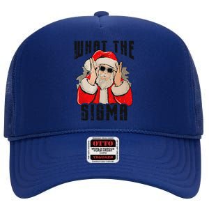 What The Sigma Santa Funny Christmas Meme Xmas Rizz High Crown Mesh Back Trucker Hat