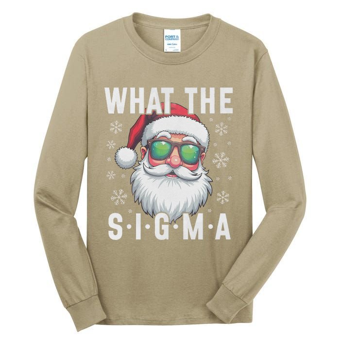 What The Sigma Christmas Santa Funny Meme Xmas Rizz Tall Long Sleeve T-Shirt