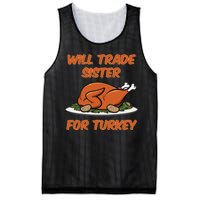 Will Trade Sister For Turkey Funny Thanksgiving Matching Family Mesh Reversible Basketball Jersey Tank