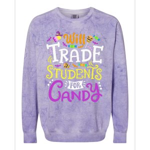 Will Trade Students For Candy Teacher Cute Halloween Costume Colorblast Crewneck Sweatshirt