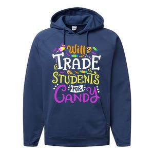 Will Trade Students For Candy Teacher Cute Halloween Costume Performance Fleece Hoodie