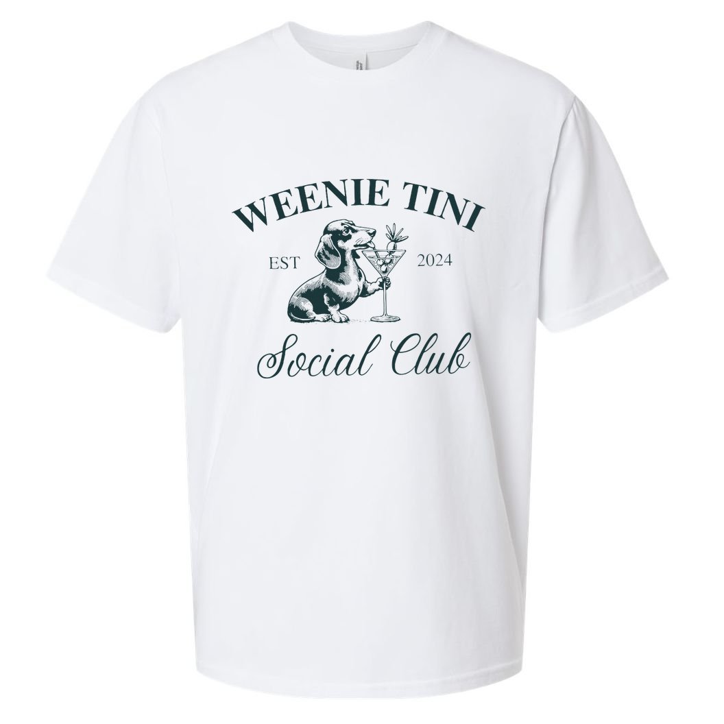 Weenie Tini Social Club Dachshund Weiner Dog Sueded Cloud Jersey T-Shirt