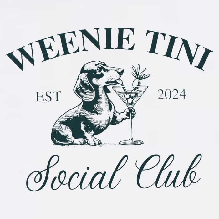 Weenie Tini Social Club Dachshund Weiner Dog Button