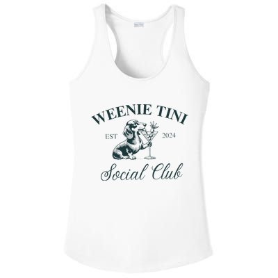 Weenie Tini Social Club Dachshund Weiner Dog Ladies PosiCharge Competitor Racerback Tank