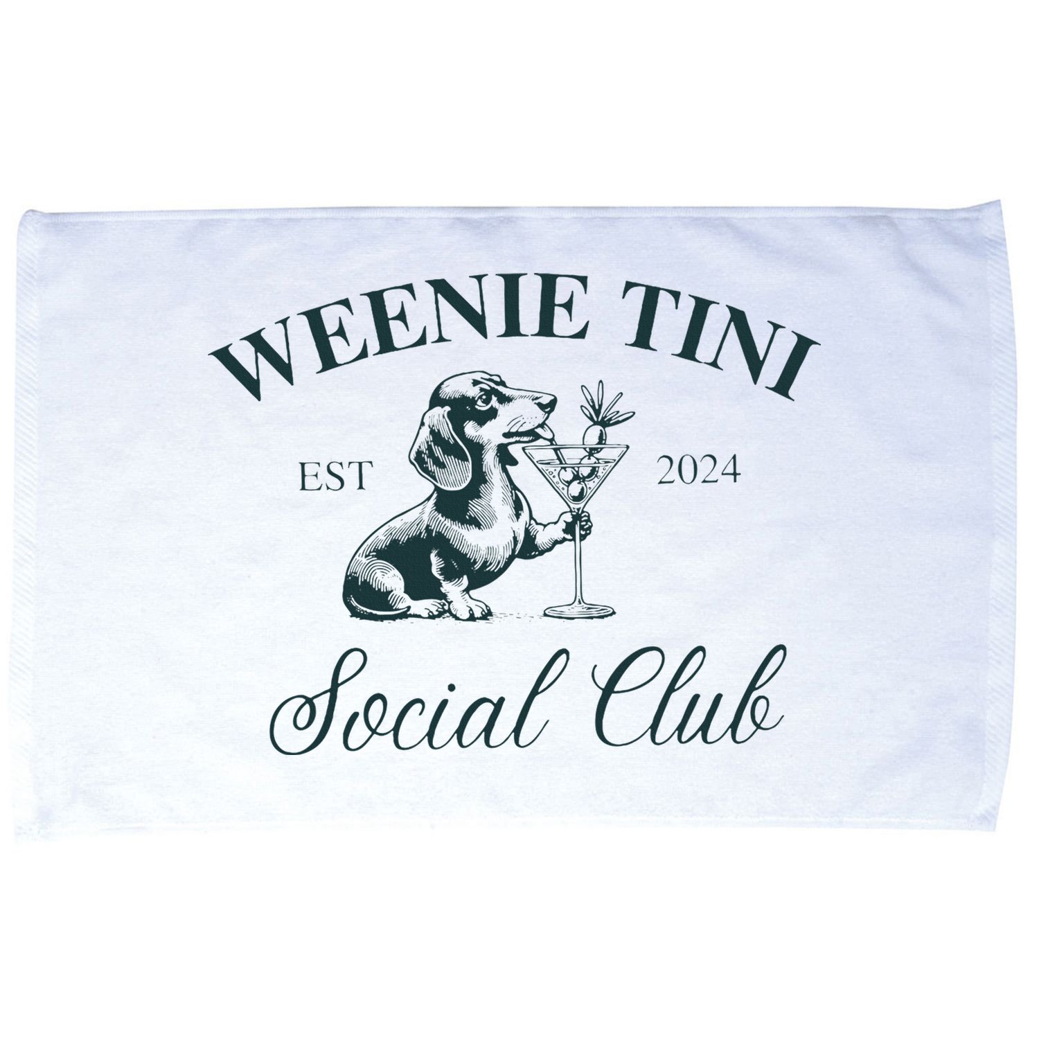 Weenie Tini Social Club Dachshund Weiner Dog Microfiber Hand Towel