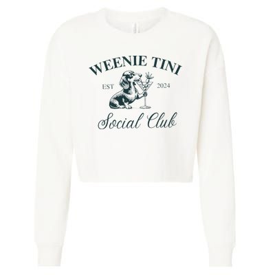 Weenie Tini Social Club Dachshund Weiner Dog Cropped Pullover Crew
