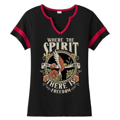 Where The Spirit Of The Lord Is There Is Freedom Ladies Halftime Notch Neck Tee