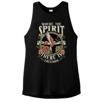 Where The Spirit Of The Lord Is There Is Freedom Ladies PosiCharge Tri-Blend Wicking Tank