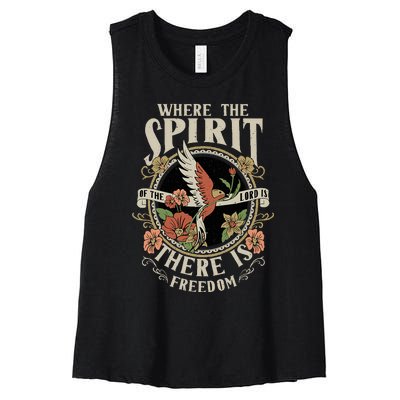 Where The Spirit Of The Lord Is There Is Freedom Women's Racerback Cropped Tank