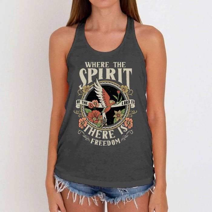 Where The Spirit Of The Lord Is There Is Freedom Women's Knotted Racerback Tank