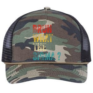 What The Sigma Bruh Funny Saying Adult Sarcastic Meme Quote Retro Rope Trucker Hat Cap