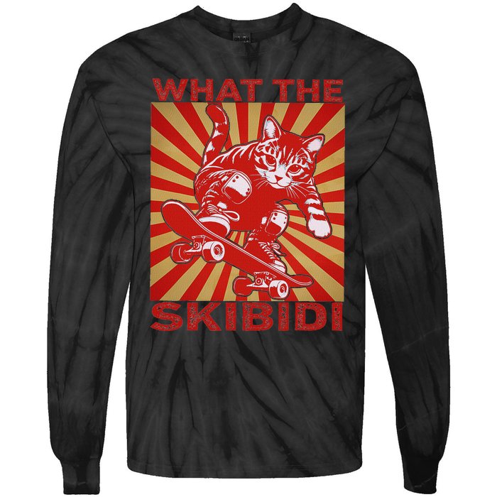 What The S.K.I.B.I.D.I Funny Meme Cat Lover Saying Humor Sarcastic Tie-Dye Long Sleeve Shirt